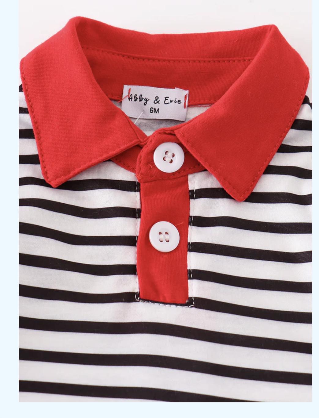 Valentine's Day Character Applique Striped Romper