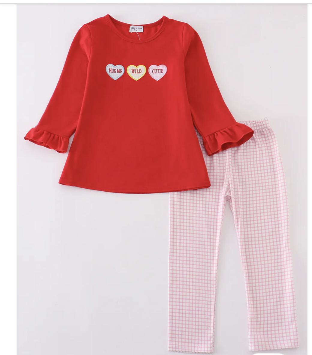 Valentines Day Heart Embroidery Girls Set