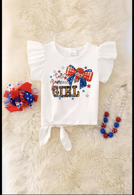 Cute American Girl with Angel Sleeves