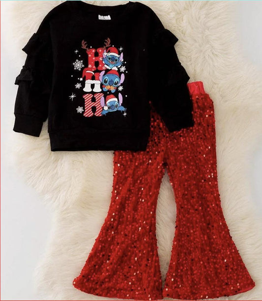 HO HO HO  Sweatshirt & Sequins Bottoms