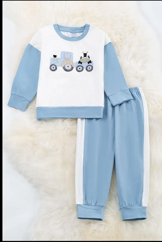 Cow Riding Tractor Jogger Set