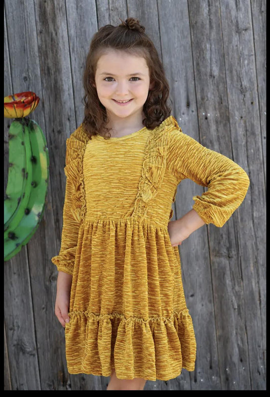 Mustard Ruffle Hem Dress