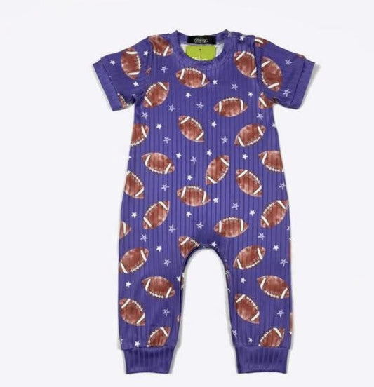 Football Boy Romper - Purple
