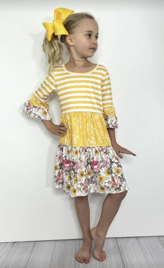Rustic Floral Tier Girls Dress