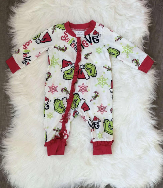 Christmas Character Printed Grinch Baby Onesie