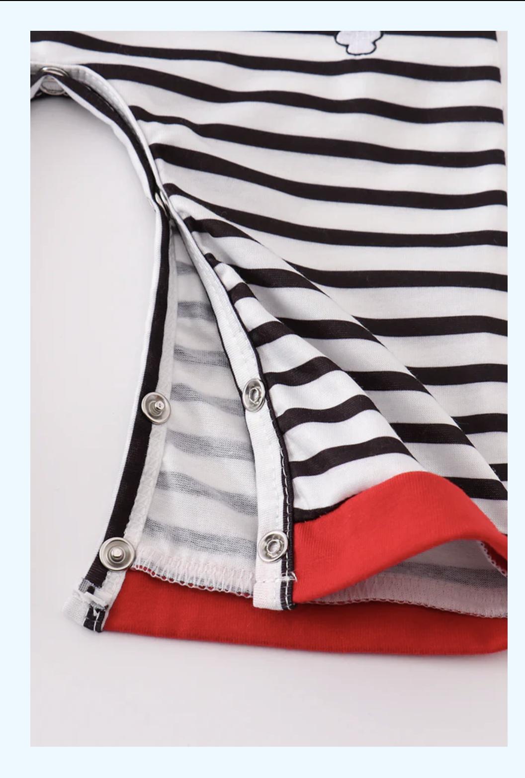 Valentine's Day Character Applique Striped Romper