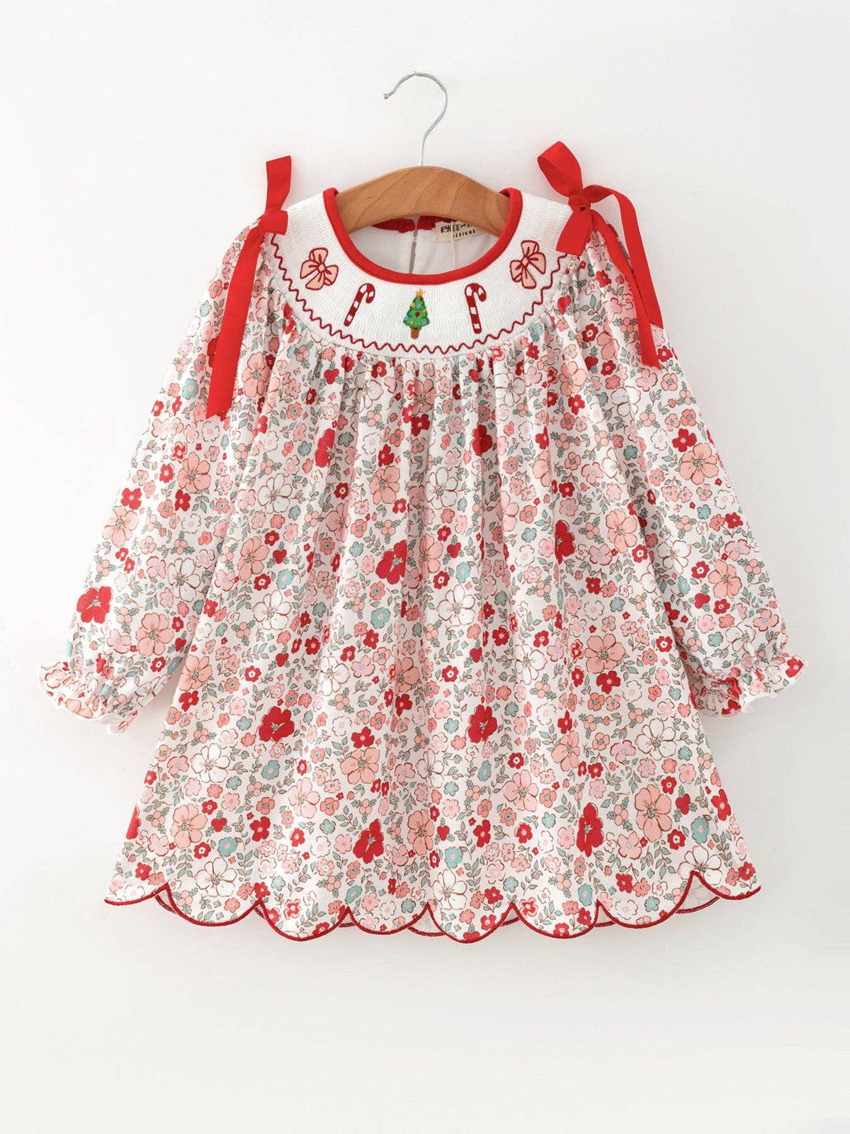 Christmas Red Floral Candy Cane Dress