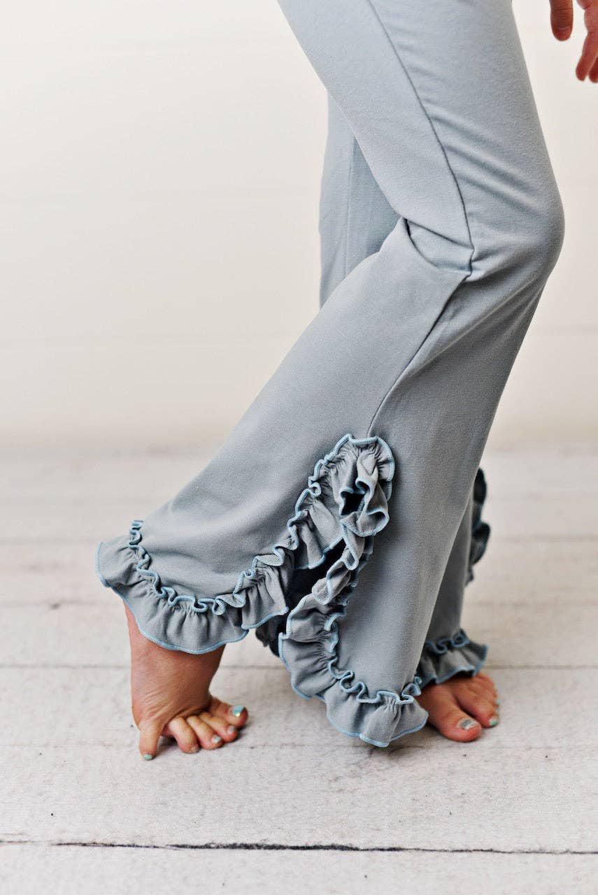 Gray Hooded Ruffle Lounge Set