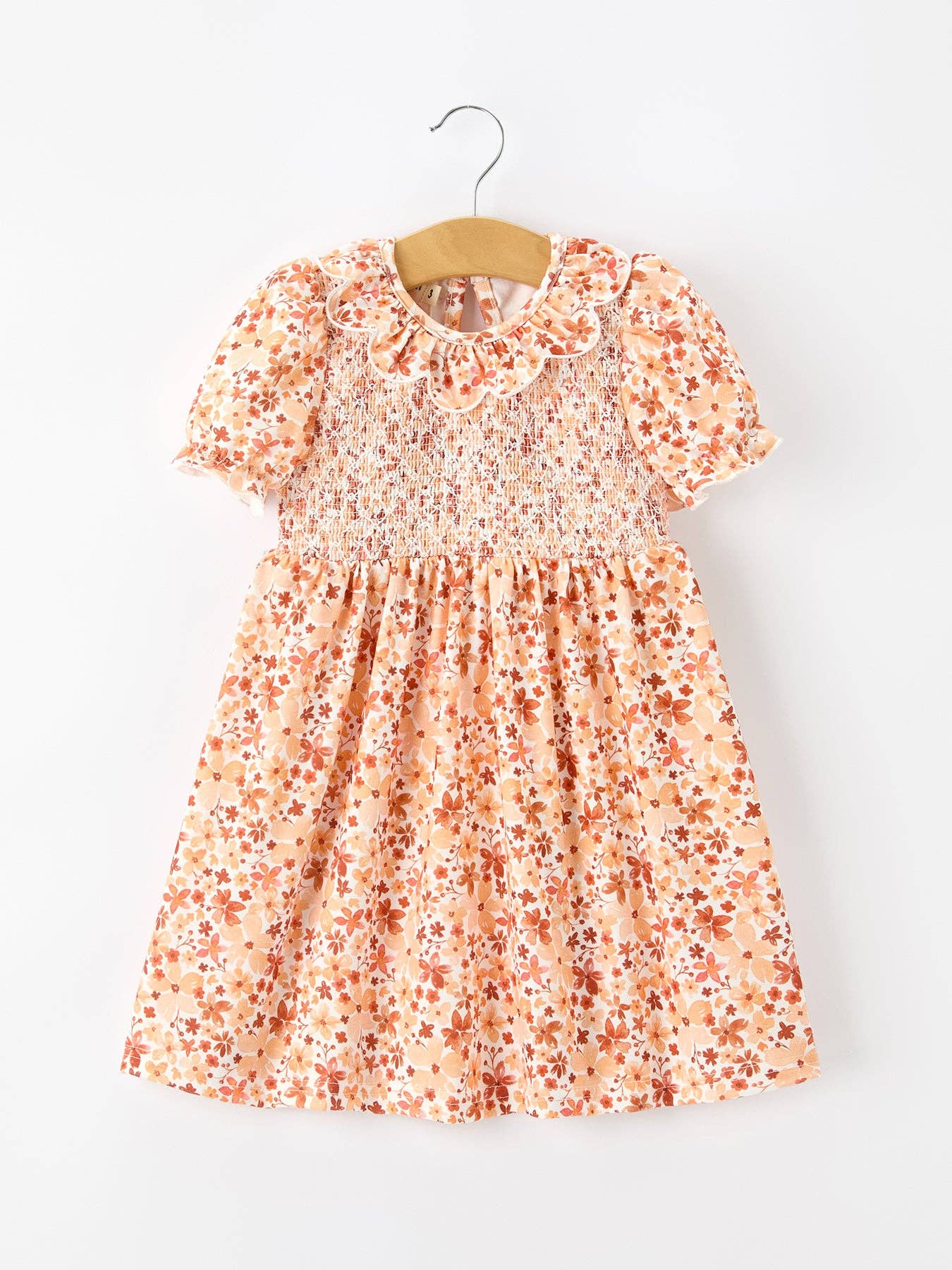 Fall Rust Floral Dress w/ Petal Collar