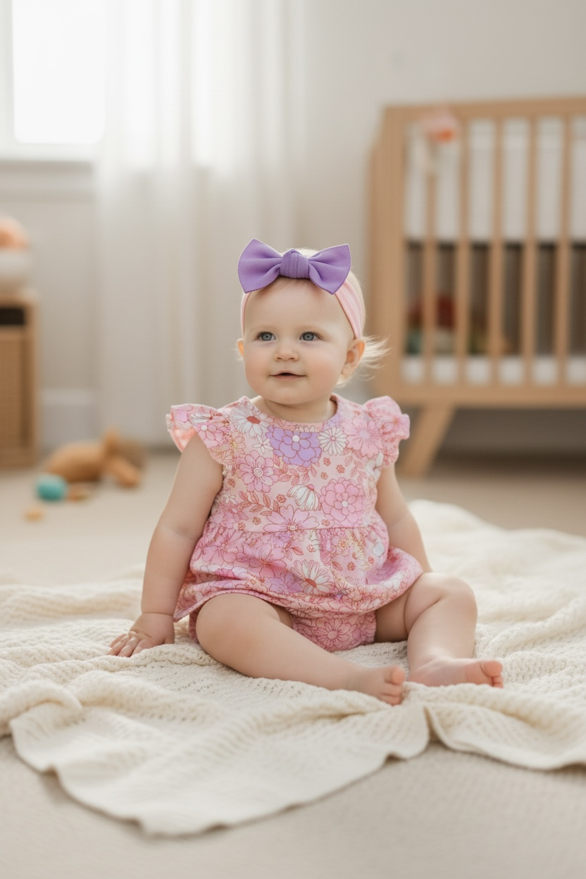 Floral printed bodysuit with snaps.
