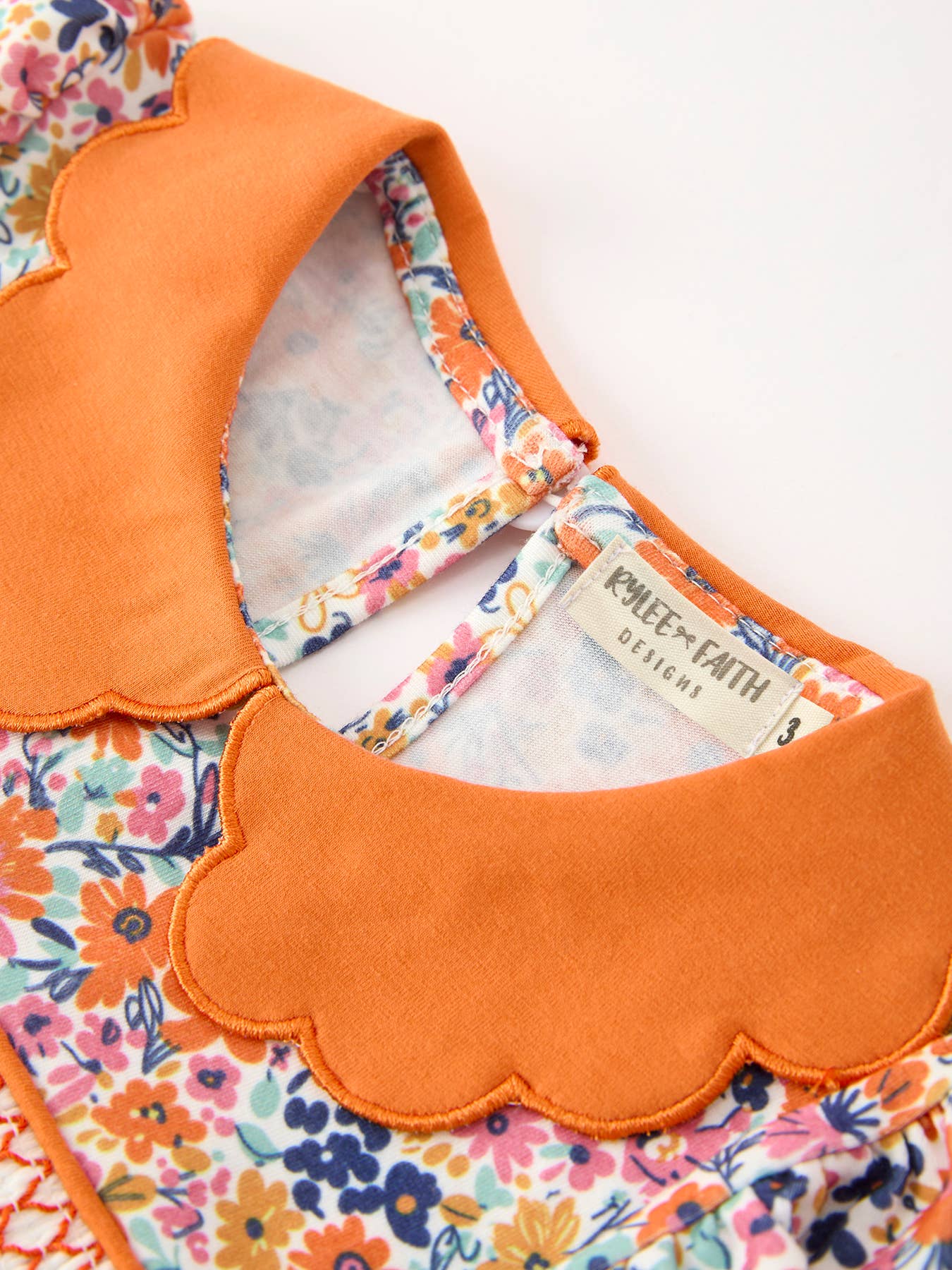 Fall Floral Smocked Petals Collar Dress