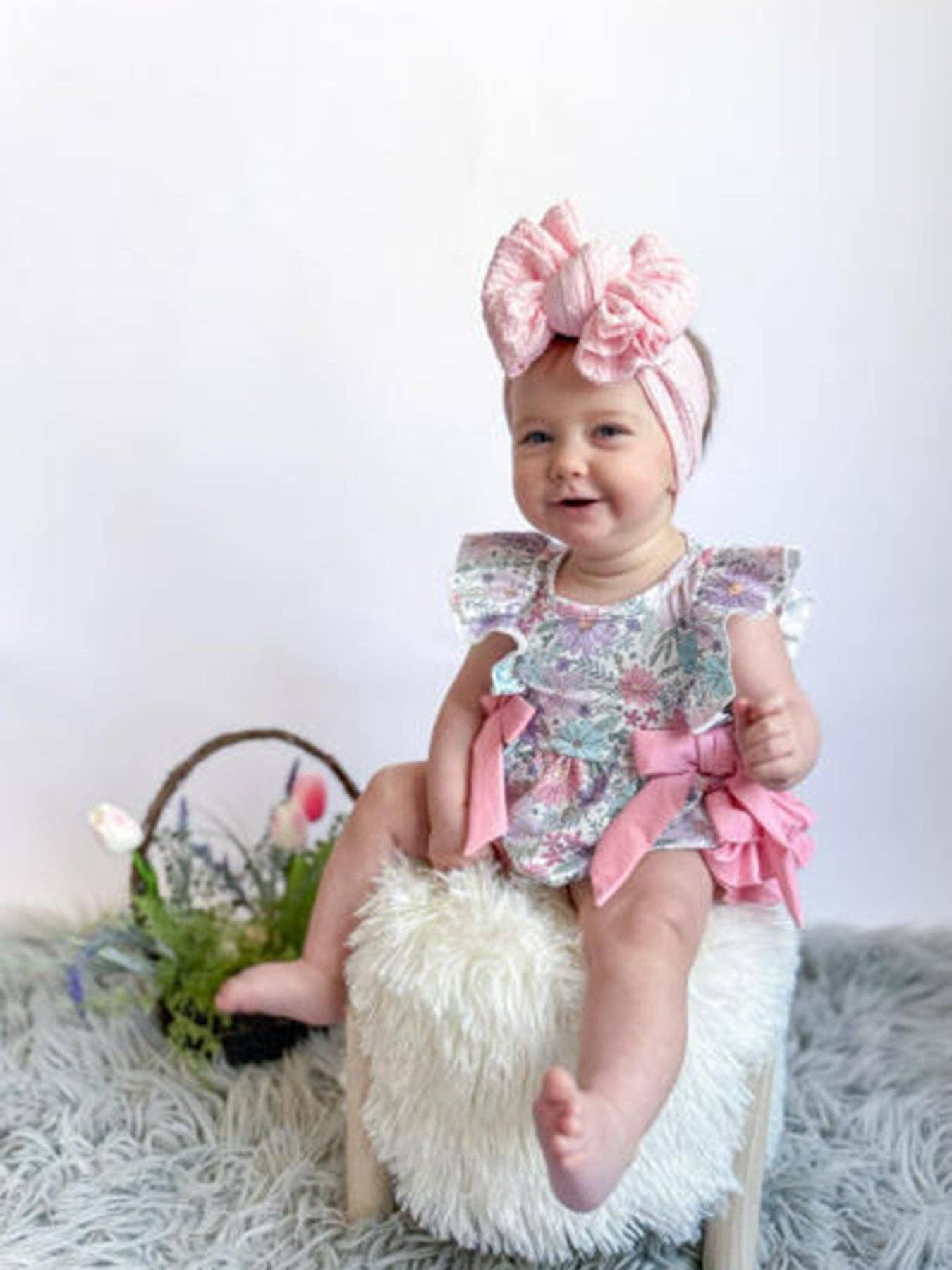 Pink Floral Sleeveless Baby Romper