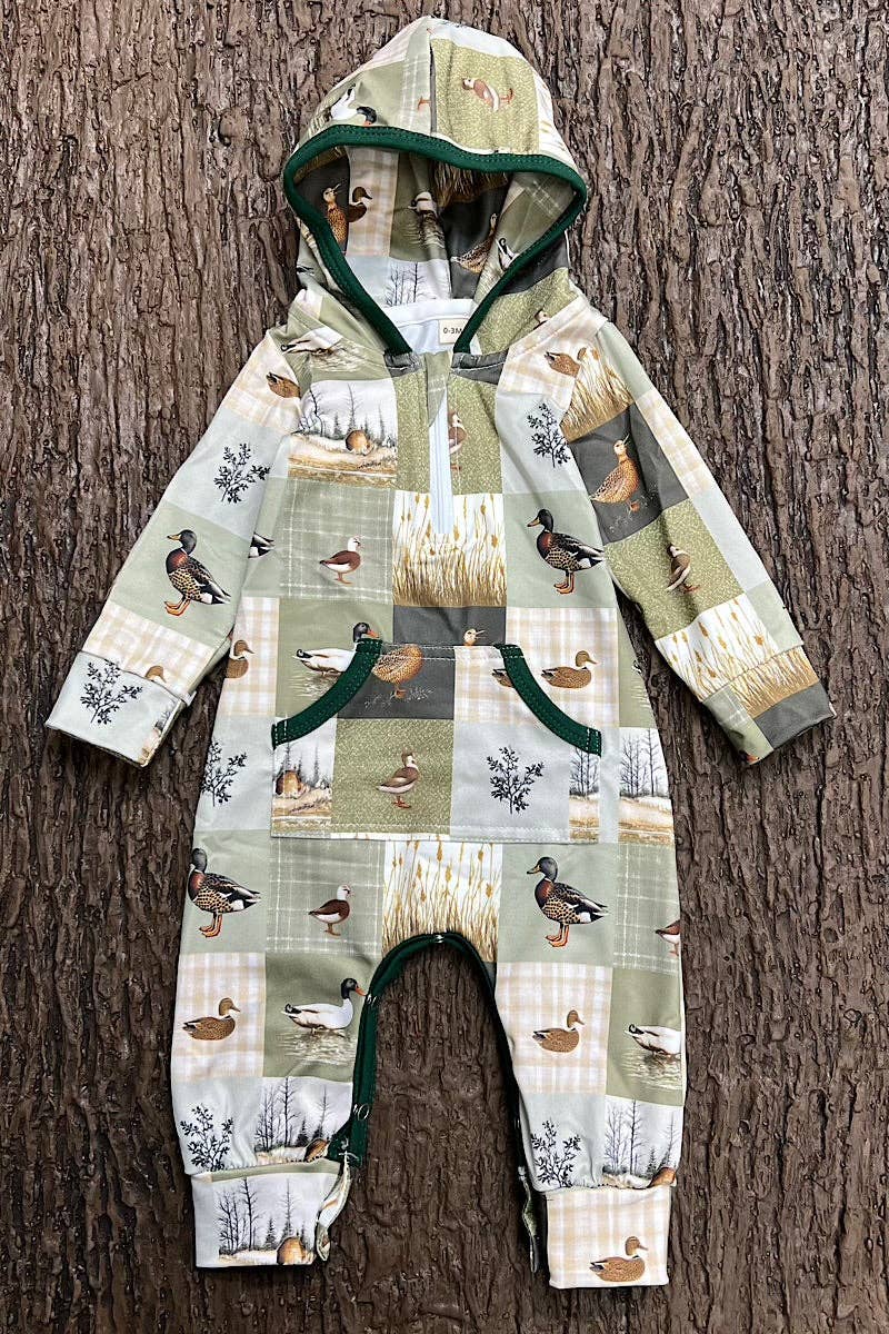 Duck patch work romper w/ hoodie