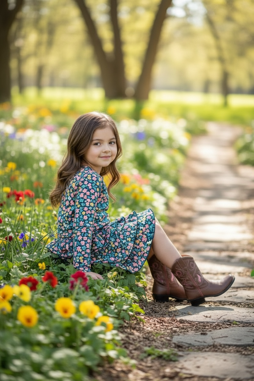 Floral crop top & ruffle skirt