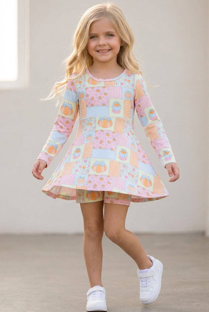 Patchwork  printed Active wear dress with undershorts.