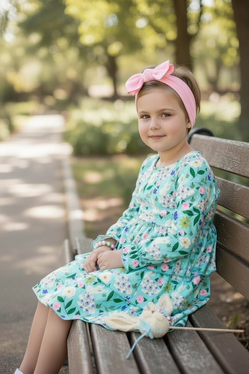 Easter bunny floral tiered dress.