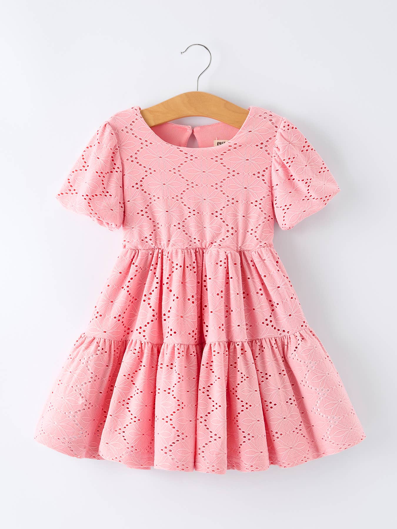 Pink Eyelet Short Sleeve Dress