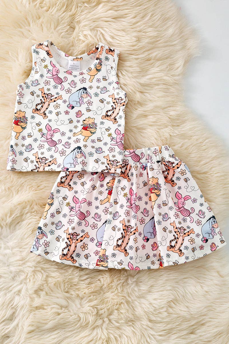 Character printed top & skort