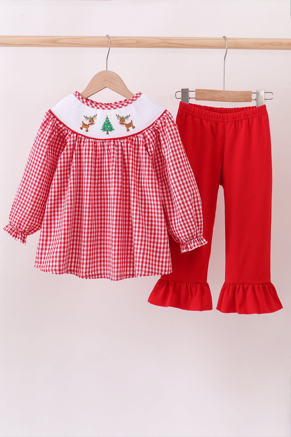 Red christmas tree reindeer pants set