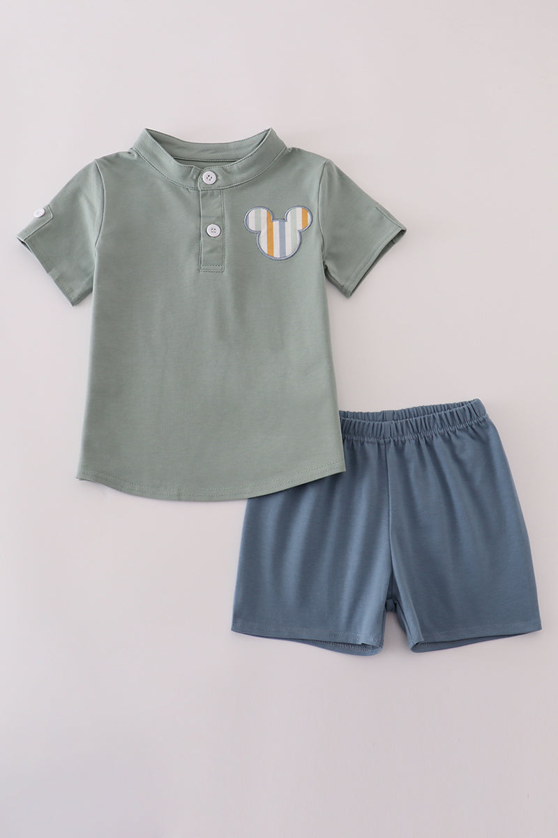 Green character shorts set