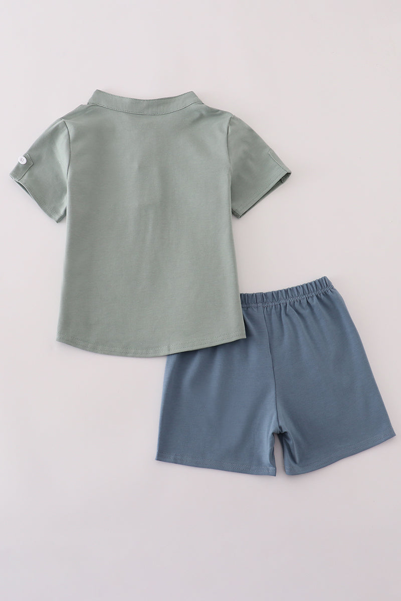 Green character shorts set