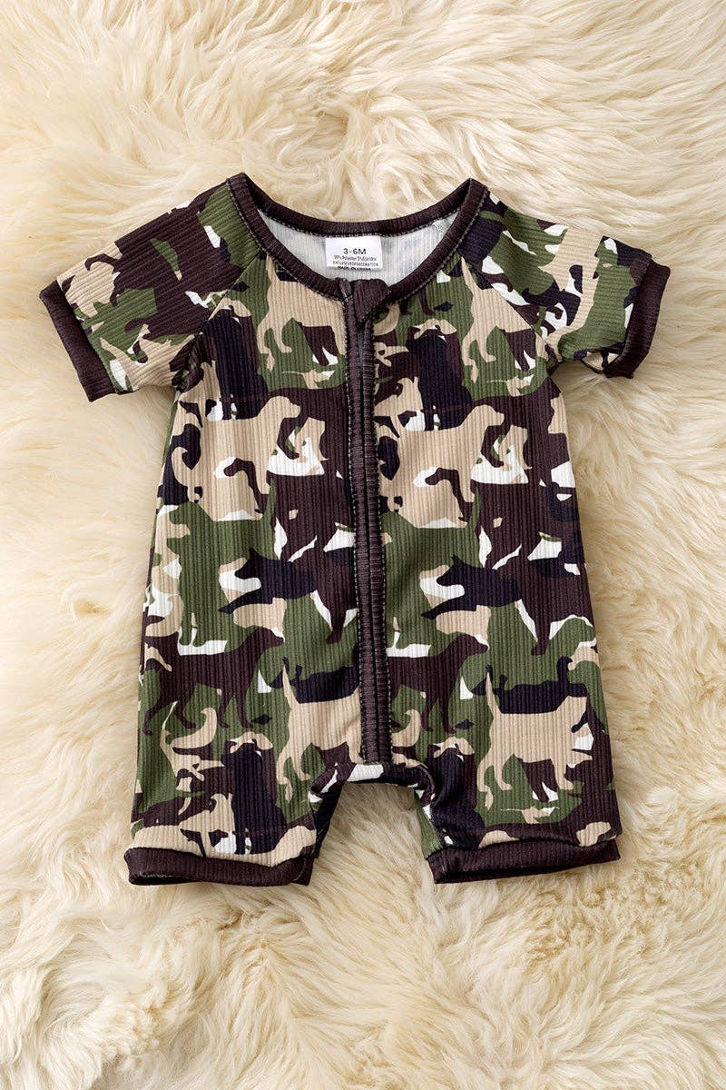 Camouflage  printed baby romper.