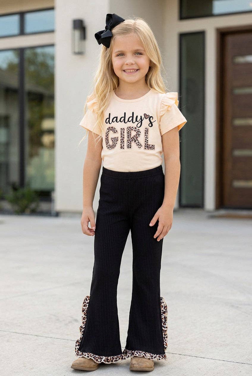 Daddy's Girl" Embroidered /a applique cream shirt and black pants.