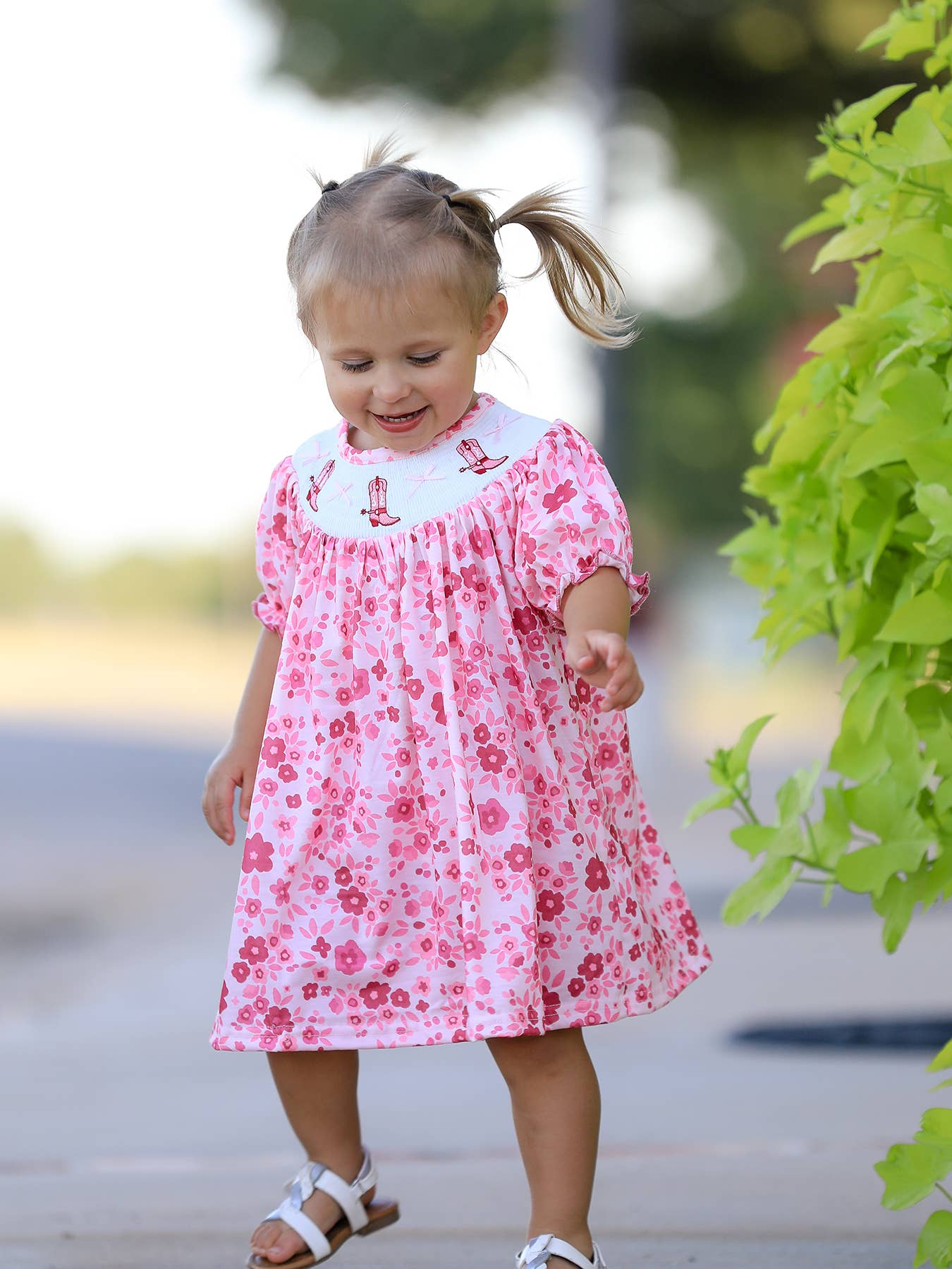 Boots Smocking Embroidered Dress