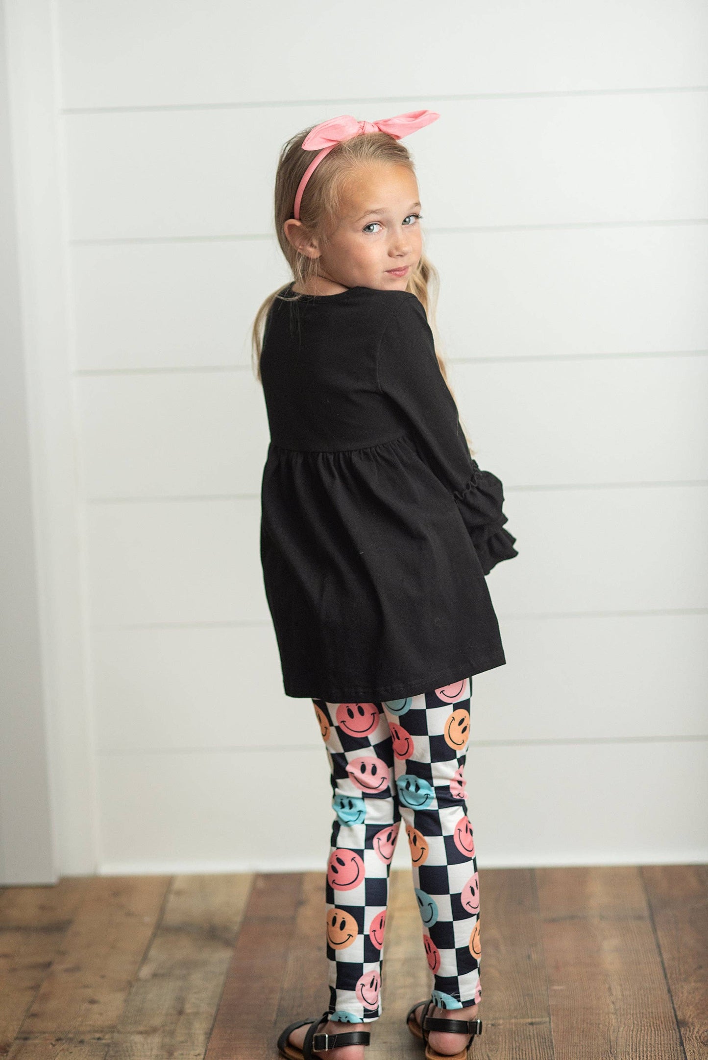 Black Smiley Face Leggings Set