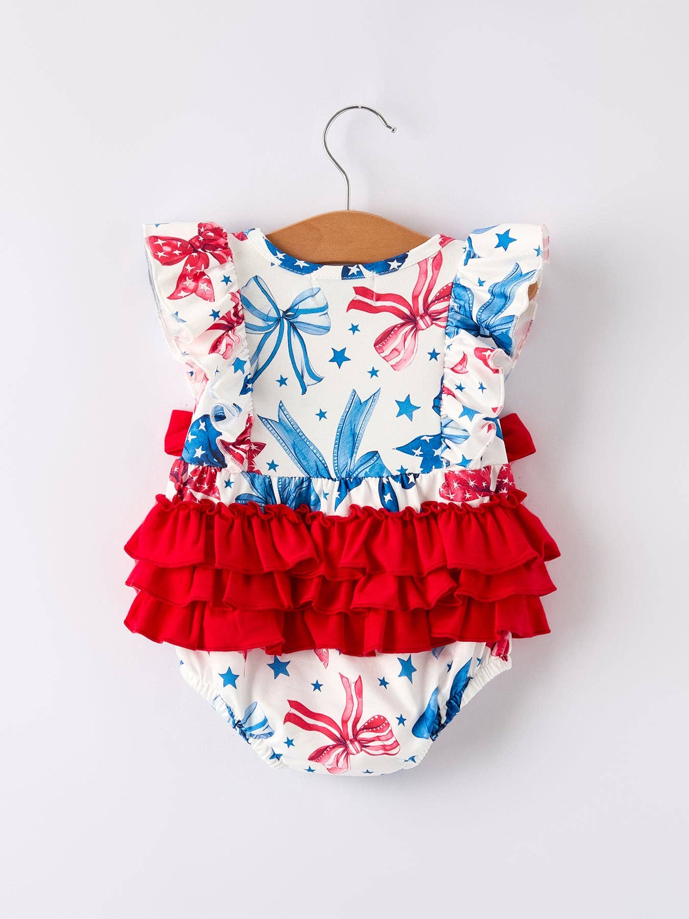 4th of july Bow Print Romper