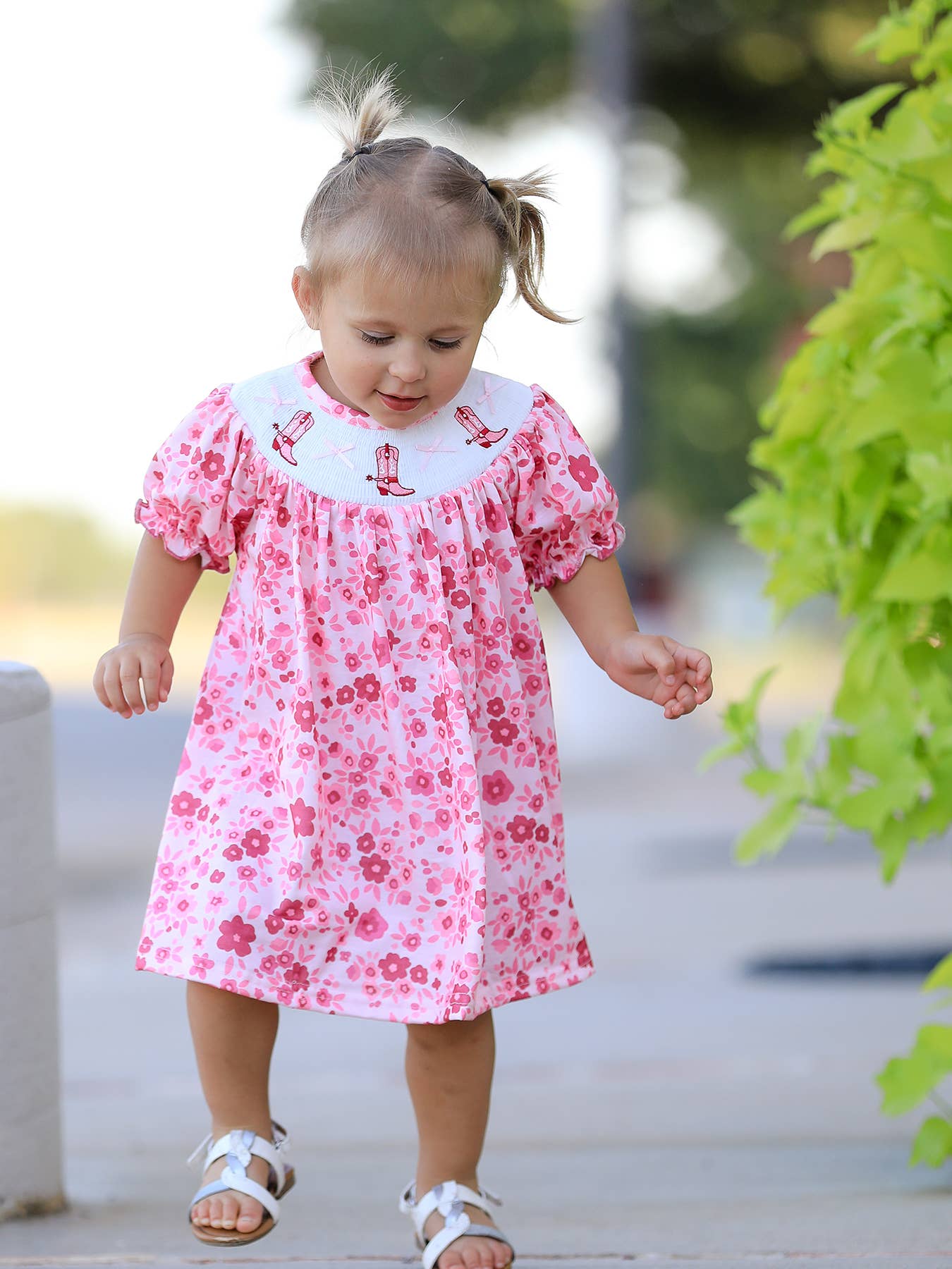 Boots Smocking Embroidered Dress