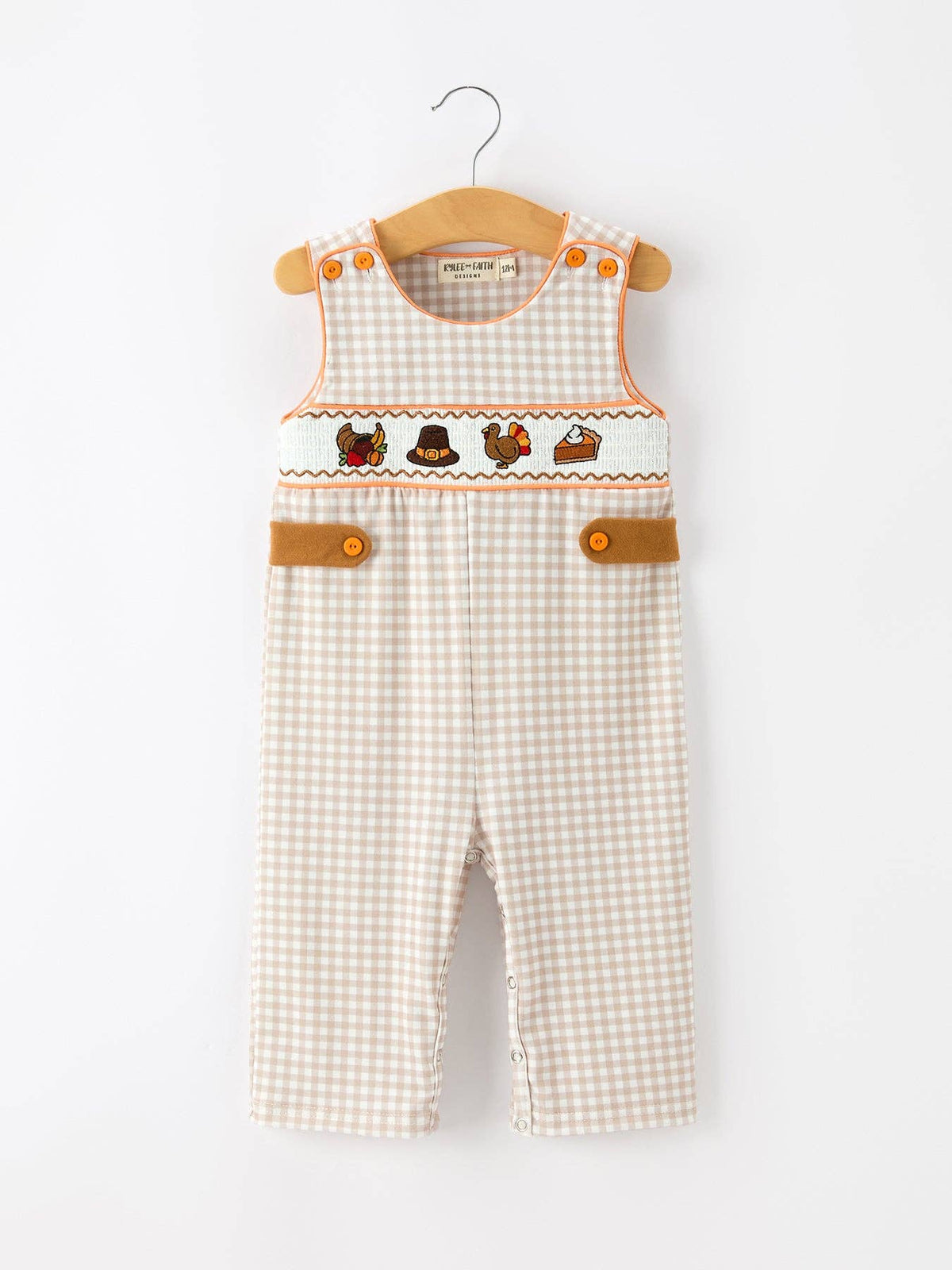 Thanksgiving Gingham Jon Jon Romper