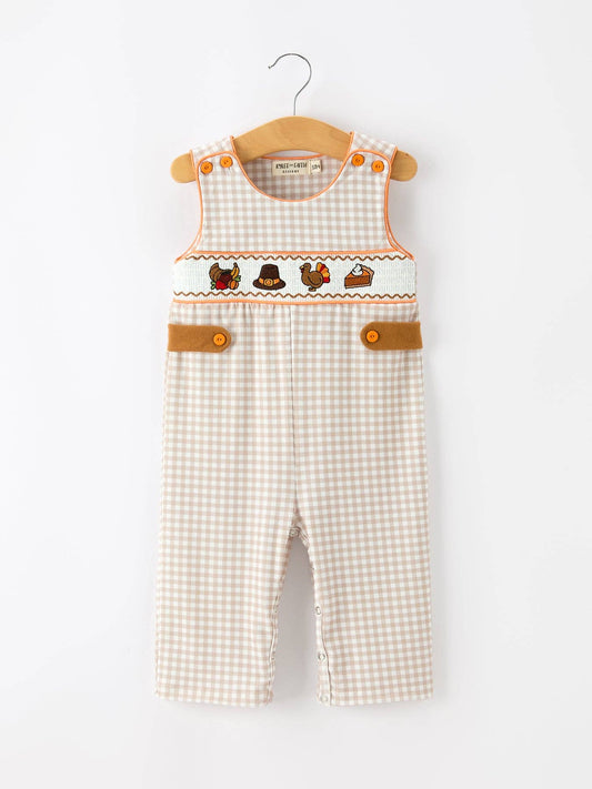 Thanksgiving Gingham Jon Jon Romper