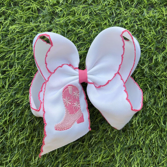 5.5" Embroidered western boot hair bows.