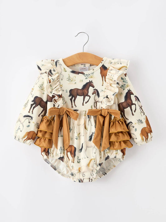 Western Horse Romper w/ Bow