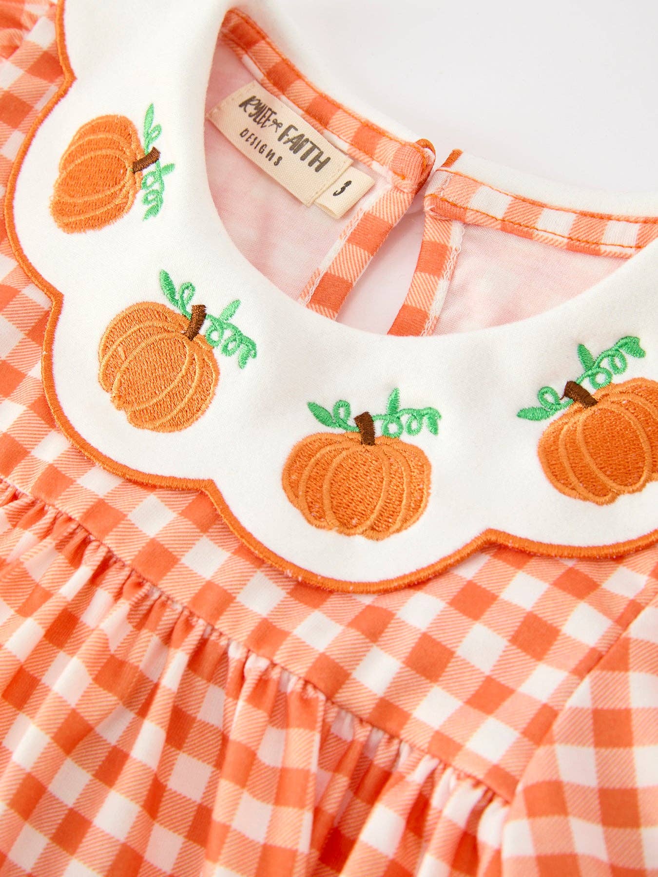 Fall Pumpkin Applique Puff Sleeve Dress