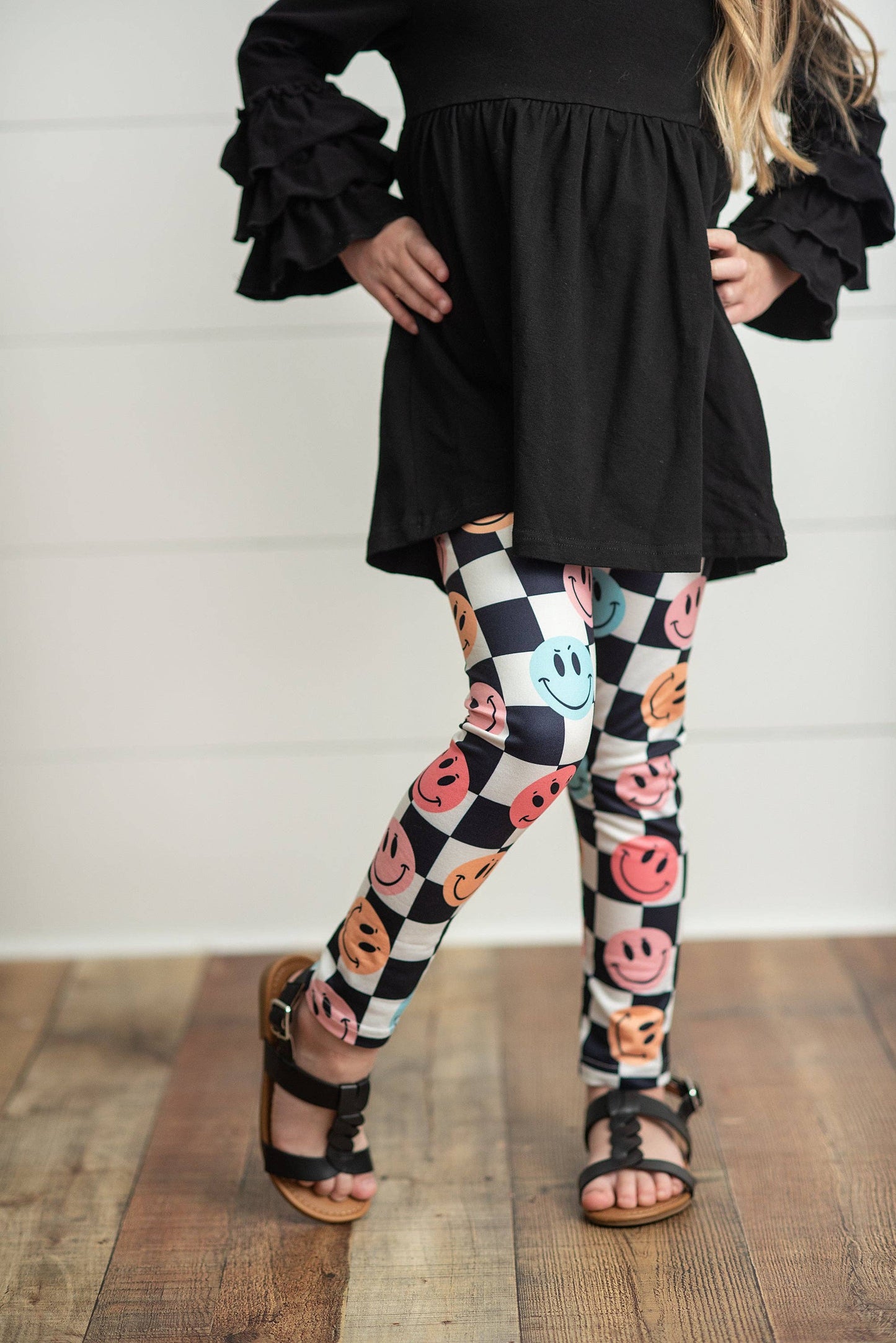 Black Smiley Face Leggings Set