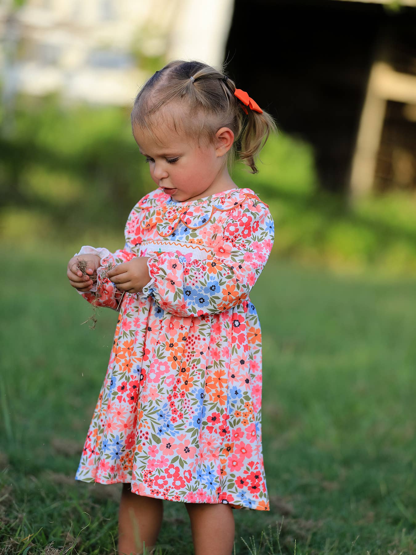 Pumpkin Smock Floral Dress