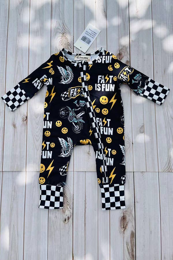 Cycle & checkered romper