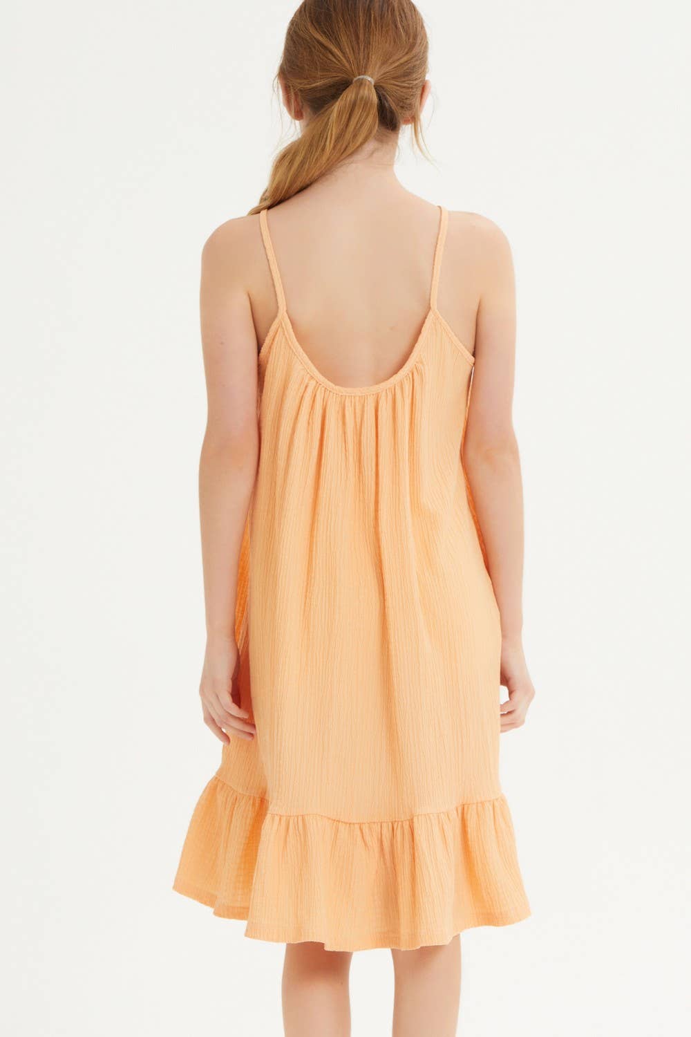 Crinkle texture Low Back Ruffle Dress
