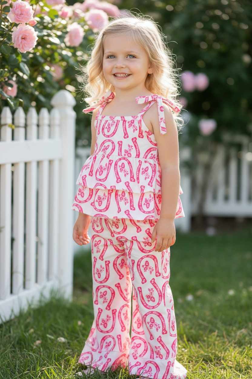 Horseshoe/ fuchsia 2 piece set.