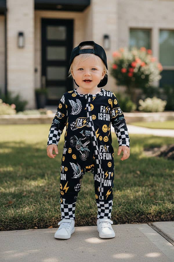 Cycle & checkered romper
