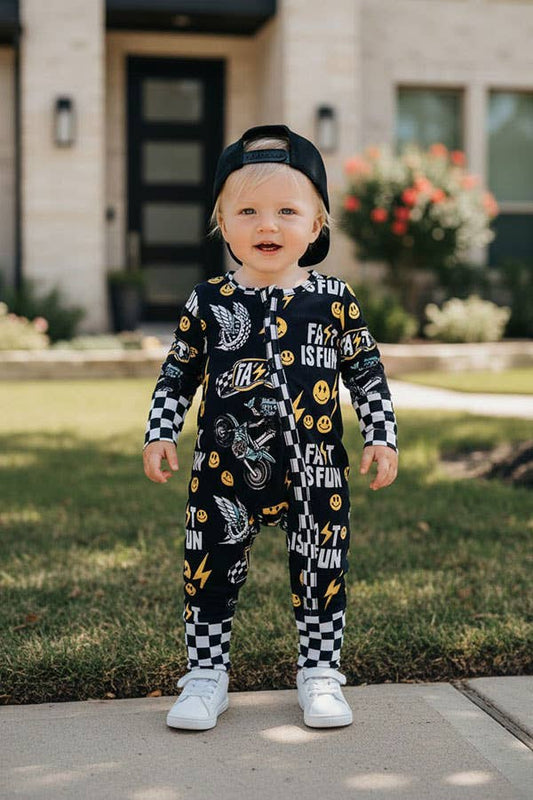 Cycle & checkered romper