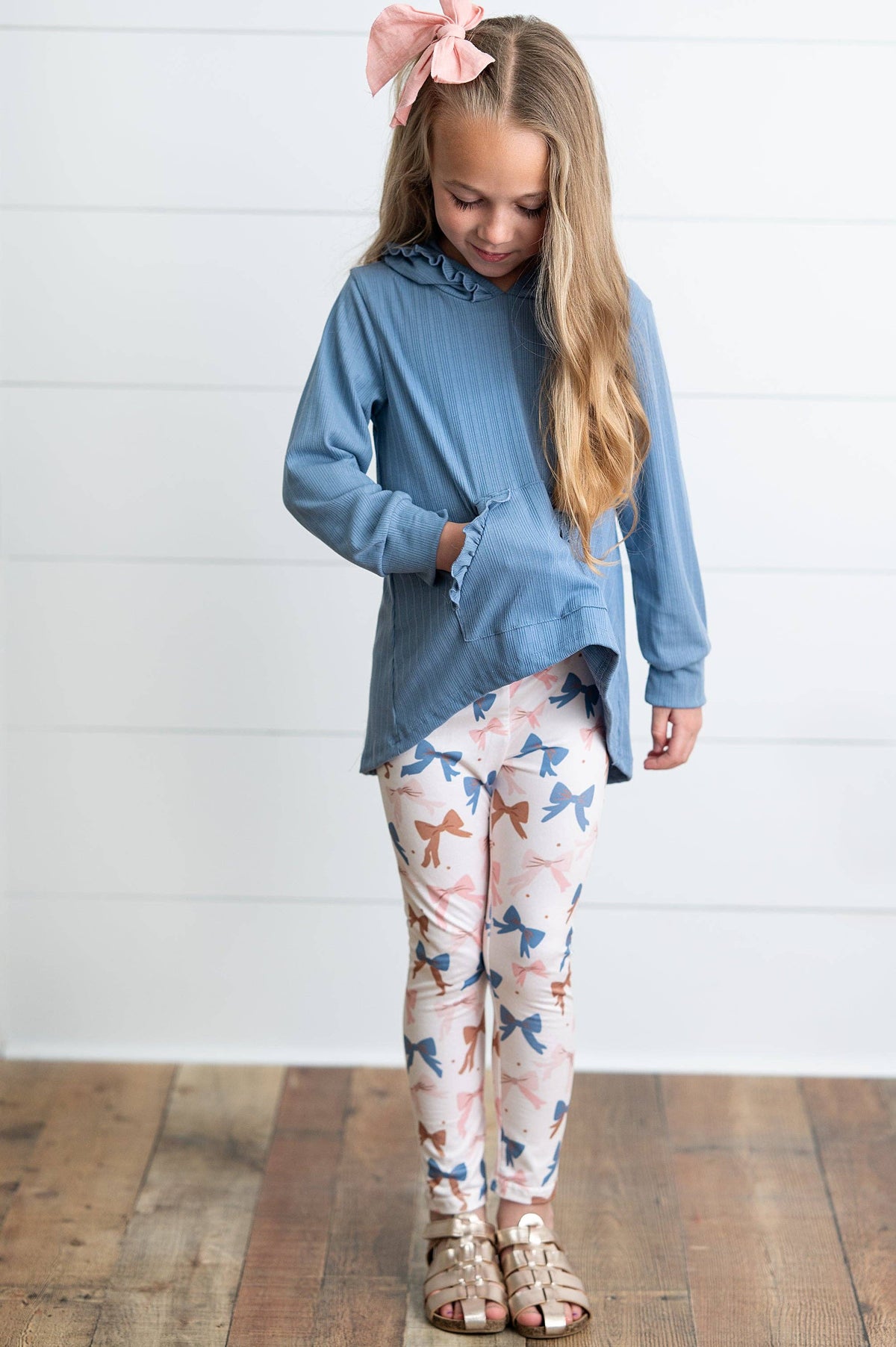 Girls Blue Ruffle Legging Set