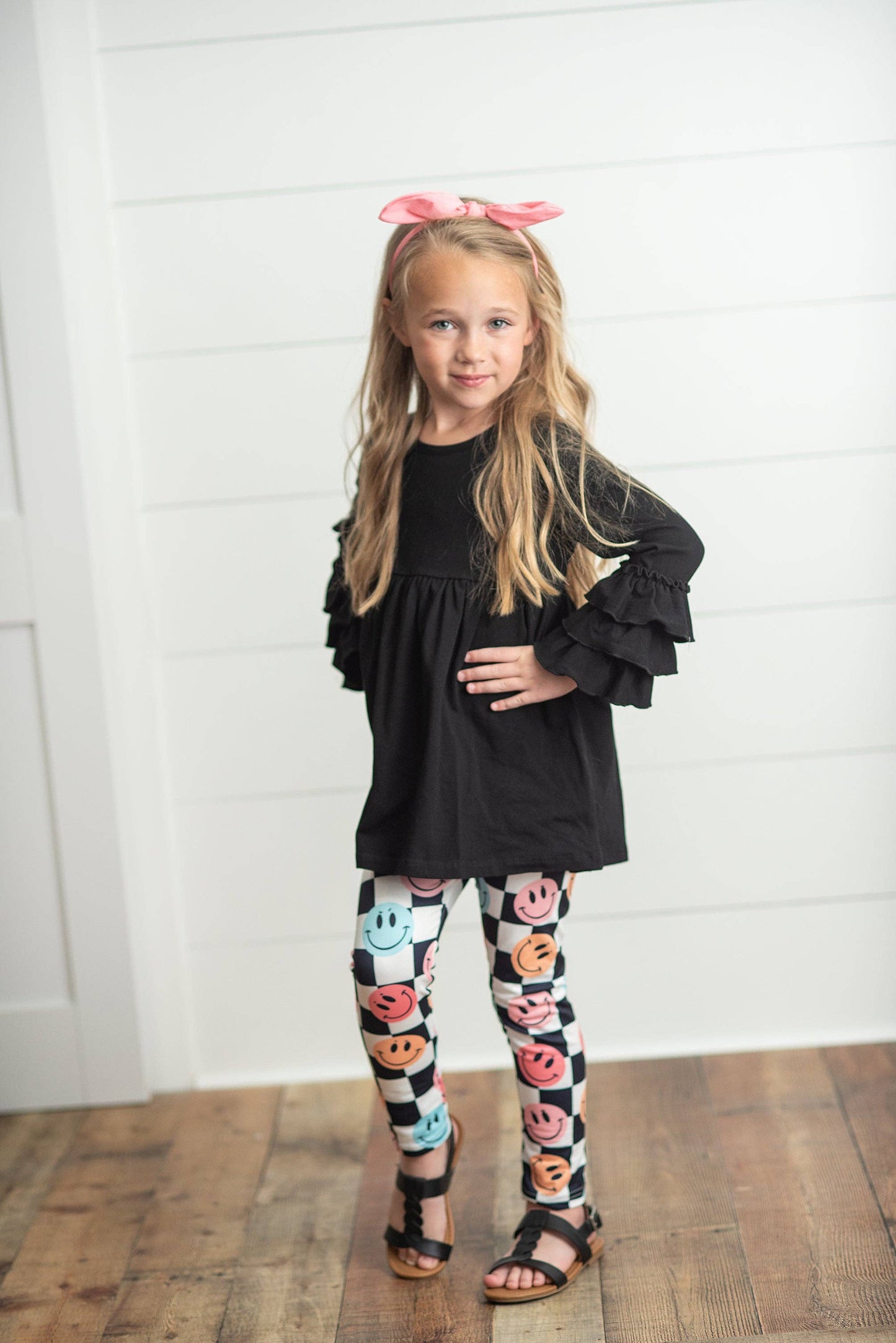 Black Smiley Face Leggings Set