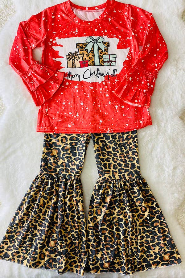 Merry Christmas y'all leopard set