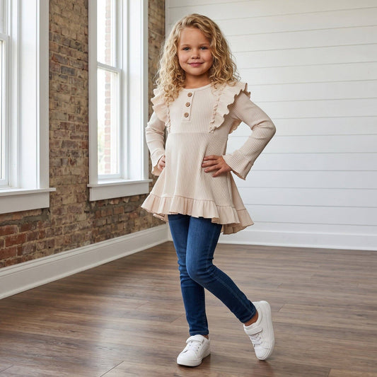 Cream Beige Ruffle Shirt