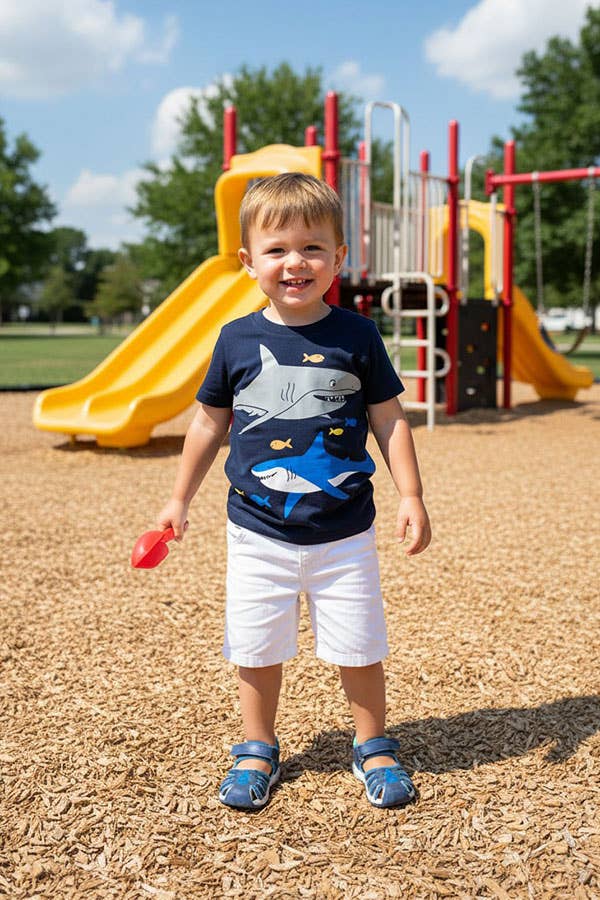 Shark printed short sleeve shirt