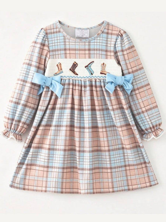 Girls Smocked Cowboy Boots Dress