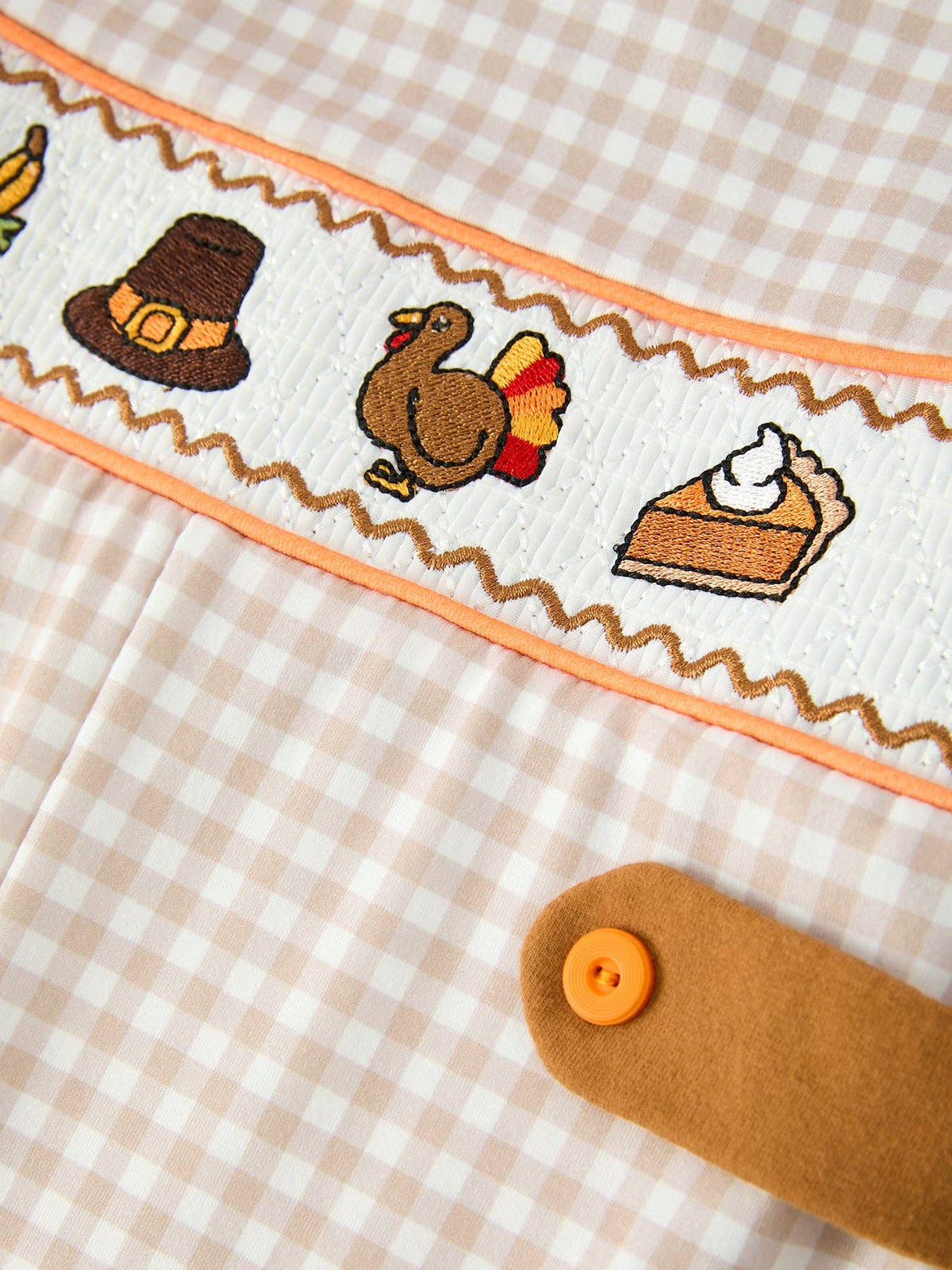 Thanksgiving Gingham Jon Jon Romper